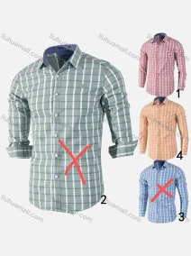 Wholesale Men's Casual Collared Long Sleeve Button Down Plaid Print Shirt, LIUHUA CLOTHING WHOLESALE