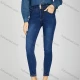 Wholesale Women's Casual Plain Patch Pocket Button Front High Waist Skinny Fit Jean Blue Clothing Wholesale Market Liuhua