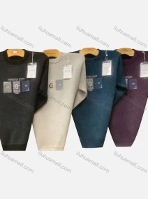 Wholesale Men's Casual Crew Neck Long Sleeve Graphic Print Knit Sweater, LIUHUA CLOTHING WHOLESALE