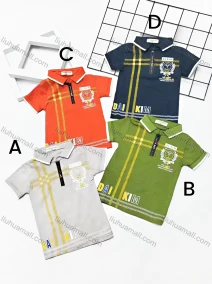 Wholesale Boys Casual Short Sleeve Embroidery Letter Graphic Button Front Polo Shirts, LIUHUA CLOTHING WHOLESALE