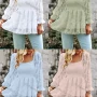 Wholesale Women's Casual Plain Square Neck Shirred Long Sleeve Ruffle Hem Blouse preview