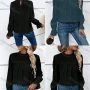 Wholesale Women's Casual Plain Stand Collar Ruched Long Sleeve Blouse preview
