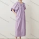 Wholesale Women's Elegant Plain Crew Neck Pleated Half Sleeve Split Hem Patch Pocket Midi Dress Purple Clothing Wholesale Market Liuhua