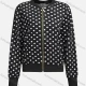 Wholesale Women's Casual Mock Neck Long Sleeve Pearl Zip Polka Dot Jacket 6411# Black Clothing Wholesale Market Liuhua