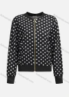 Wholesale Women's Casual Mock Neck Long Sleeve Pearl Zip Polka Dot Jacket 6411# - Liuhuamall
