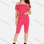 Wholesale Women's Casual Plain Pearl Decor Off Shoulder Top & Shorts Sets preview