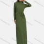 Wholesale Women's Casual Plain Turtleneck Rib-knit Lace Up Maxi Dress preview