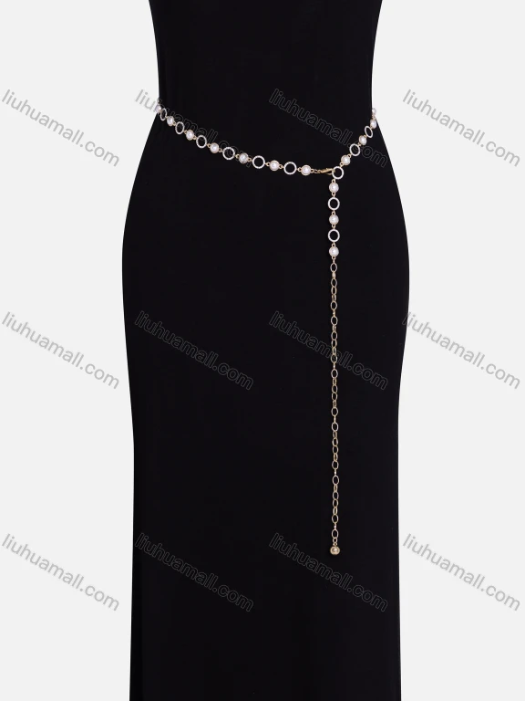 Wholesale Rhinestones Pearls Decor Metal Waist Chain QDLF2314#