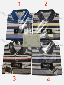 Wholesale Men's Casual Striped Colorblock Short Sleeve Polo Shirt, LIUHUA CLOTHING WHOLESALE