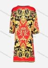Wholesale Women's African 3/4 Sleeve Boat Neck Plus Size Baroque Print Midi Dress - Liuhuamall