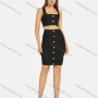 Wholesale Women's Sexy Plain Slim Fit Button Decor Crop Tank Top 2-piece Set preview