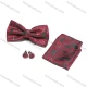 Wholesale Men's Fashion Paisley Embroidered Adjustable Bow Ties & Pocket Square & Cufflinks Sets Red Clothing Wholesale Market Liuhua