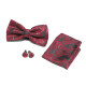 Men's Fashion Paisley Embroidered Adjustable Bow Ties & Pocket Square & Cufflinks Sets Red Clothing Wholesale Market -LIUHUA