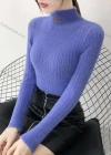 Wholesale Women's Casual High Neck Embroidery Slim Fit Plain Pullover Sweater #913 - Liuhuamall
