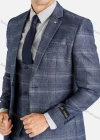 Wholesale Men's Formal Business 3-Piece Slim Fit One Button Plaid Suit Set - Liuhuamall