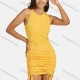 Wholesale Women's Sexy Round Sleeveless Drawstring Bodycon Club-wear Mini Dress 7# Clothing Wholesale Market Liuhua