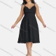 Wholesale Women's Sexy Deep V Neck Hollow Out Guipure Lace Sleeveless Cami Knee Length Dress 1818# Black Clothing Wholesale Market Liuhua