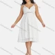 Wholesale Women's Sexy Deep V Neck Hollow Out Guipure Lace Sleeveless Cami Knee Length Dress 1818# White Clothing Wholesale Market Liuhua