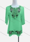 Wholesale Women's Casual Floral Embroidery 3/4 Sleeve Tie Neck Tunic - Liuhuamall