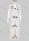 Wholesale Women's Casual Notched Neck Floral Applique Ruffle Hem 3/4 Sleeve Maxi Dress A8# - Liuhuamall
