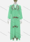 Wholesale Women's Casual Notched Neck Floral Applique Ruffle Hem 3/4 Sleeve Maxi Dress A8# - Liuhuamall