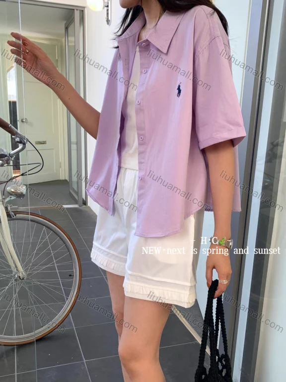 Wholesale Women's New 100% Cotton Short Sleeve Shirt, Loose Fit Slimming Embroidered Blouse, Fashion Versatile Designer Summer Top