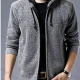 Wholesale Men's Casual Drawstring Long Sleeve Zip Hooded Sweater Knitted Jacket Gray Clothing Wholesale Market Liuhua