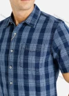 Wholesale Men's Casual Button Front Short Sleeve Plaid Shirt With Pocket - Liuhuamall