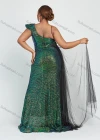 Wholesale Women's Elegant One Shoulder V-Neck Gradient Sequin Lace Mermaid Floor Length Evening Dress - Liuhuamall