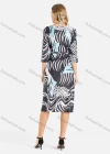 Wholesale Women's Casual Round Neck Abstract Graphic 3/4 Sleeve Midi Dress With Belt - Liuhuamall