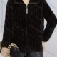 Wholesale Women's Casual Collared Long Sleeve Plain Zipper Knit Jacket Black Clothing Wholesale Market Liuhua