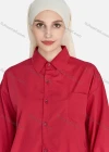 Wholesale Women's Casual High Low Hem Button Down Shirt Without Hijab - Liuhuamall