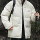 Wholesale Men's Fashion Plain Zip Up Patch Pocket Stand Collar PU Leather Cotton-Padded Puffer Jacket 6-2368# White Clothing Wholesale Market Liuhua