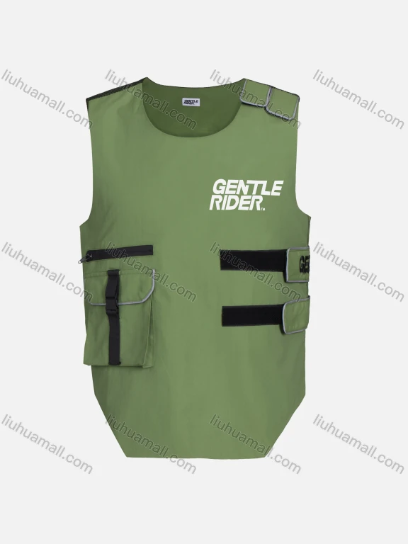Wholesale Men's Multiple Pockets Net-panel Velcro Reflective Pullover Biker Vest