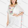 Wholesale Women's Batwing Sleeve Colorful Crochet Floral Pompom Trim V-Neck Cover Up preview