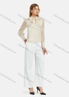 Wholesale Women's Casual Bow Tie Neck Shirt Sleeve Pin Dot Buttons Blouse 700-16# - Liuhuamall