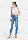 Wholesale Women's Casual Single Breasted Ripped Distressed High Waist Skinny Fit Jean - Liuhuamall