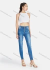 Wholesale Women's Casual Single Breasted Ripped Distressed High Waist Skinny Fit Jean - Liuhuamall