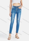 Wholesale Women's Casual Single Breasted Ripped Distressed High Waist Skinny Fit Jean - Liuhuamall