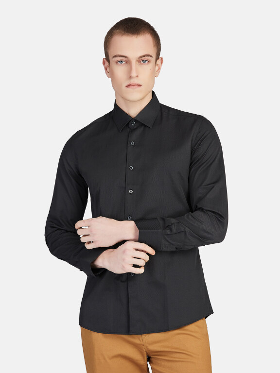 Men's Casual Collared Long Sleeve Button Down Plain Shirt 590-7#, Clothing Wholesale Market -LIUHUA, 