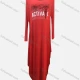 Wholesale Women's African Crew Neck Letter Long Sleeve Patch Pocket Loose Fit Dress 8811# Red Clothing Wholesale Market Liuhua