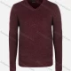 Wholesale Men's Casual Slim Fit V Neck Long Sleeve Plain Knit Wool Blend Sweater 8801# Maroon Clothing Wholesale Market Liuhua