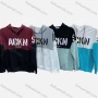 Wholesale Men's 100%Cotton Casual Colorblock Letter Print Drawstring Kangaroo Pocket Round Neck Long Sleeve Hoodie preview