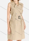 Wholesale Women's Casual Sleeveless Lapel Double Breasted Blazer Dress With Belt - Liuhuamall