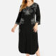 Women's Casual V Neck 3/4 Sleeve Embroidered Dress Black Clothing Wholesale Market -LIUHUA