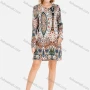 Wholesale Women's Folkloric Print Round Neck Long Sleeve Short Dress preview