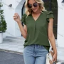 Wholesale Women's Casual Plain V Neck Short Sleeve Blouse 8151# preview