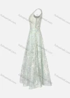 Wholesale Women's Elegant Sleeveless Pearl Lace Appliques Maxi Evening Dress - Liuhuamall