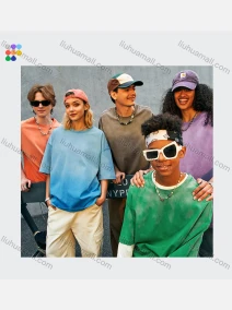 Wholesale Men's Gradient Distressed Round Neck Short Sleeve Unisex Heavyweight Washed T-Shirts 2457S23#, LIUHUA CLOTHING WHOLESALE