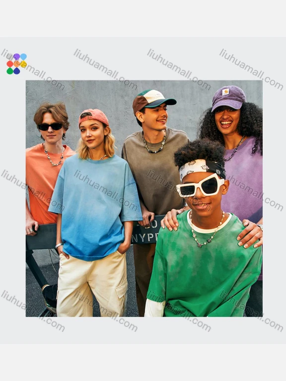 Wholesale Men's Gradient Distressed Round Neck Short Sleeve Unisex Heavyweight Washed T-Shirts 2457S23#
